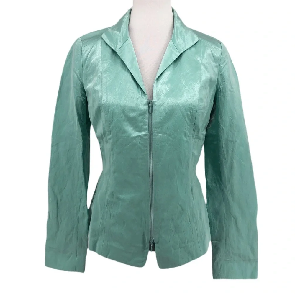 Lafayette 148 New York Blue/Green 3/4 Sleeve Blazer - Picture 1 of 11